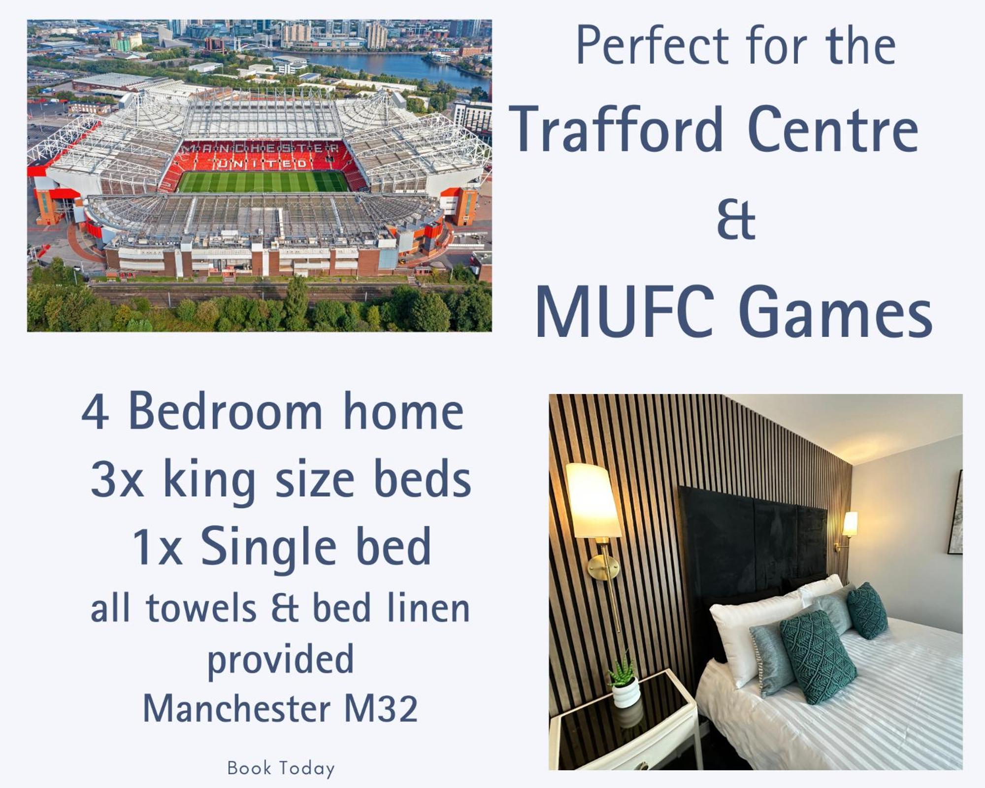Waterside Mufc & Trafford Centre Townhouse 4 Bedroom Free Parking 曼彻斯特 外观 照片